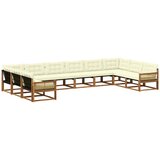 vidaXL Zunanja garnitura za sedenje 10 pcs Naravna in smetana, (5000280374) | Shoptok.si