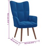  Stol za sproščanje s stolčkom moder žamet, (20821741) | Shoptok.si