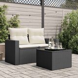 vidaXL Vrtna miza s stekleno mizno ploščo črna 55x55x37 cm poli ratan | Shoptok.si