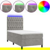  Box spring s madracem LED svjetlosivi 100x200 cm baršun | shoptok.hr