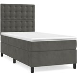 Box spring krevet s madracem tamnosivi 90x190 cm baršunasti | shoptok.hr