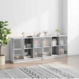  Regal za knjige s vratima siva boja hrasta 204x37x75 cm drveni | shoptok.hr