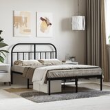 Maison Chic Kovinski Posteljni okvir - Dvoposteljna postelja - Zakonska postelja z vzglavjem črn 120x200 cm, (21692429) | Shoptok.si