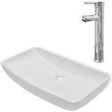 Maison Chic Umivalnik - Kopalna umivalnik - Lavabo z izmenično pipo keramika pravokotna bele barve, (21684772) | Shoptok.si
