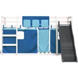 Krevet na kat s toboganom i zavjesama plavi 90 x 200 cm | Eponuda.com