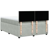 vidaXL Box spring postelja z vzmetnico svetlo siva 160x200 cm žamet | Shoptok.si