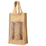  VREČKE ZA 2 VINSKE BOCIE JUTA 20X34.5X10CM MAKITO 3481S DVA PROZORČKA Slike