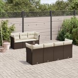  8-dijelni set vrtnih sofa s jastucima smeđi od poliratana | shoptok.hr