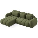 Makamii Zelena sklopiva/s prostorom za odlaganje kutna garnitura od bouclé tkanine (s lijevim kutom/s ležaljkom) Pele – | shoptok.hr