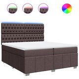vidaXL Box spring postelja z vzmetnico temno rjav 200x200 cm blago, (21307778) | Shoptok.si