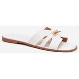 Boto Flat Ladies Slippers With Strap And Golden Detail White Kerenza | shoptok.hr