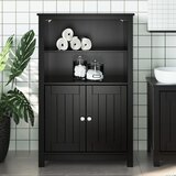  Kupaonski ormarić BERG crni 69,5x34x110 cm od masivne borovine | shoptok.hr