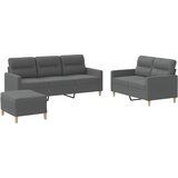  3-dijelni set sofa s jastucima tamnosivi od tkanine | shoptok.hr