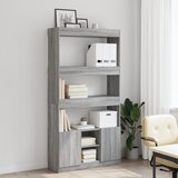  Visoka komoda siva boja hrasta 92x33x180 cm konstruirano drvo | shoptok.hr