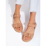 Shelvt Brown Comfortable Slip-On Sandals for Women cene