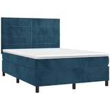 Krevet box spring s madracem LED tamnoplavi 140x190 cm baršun | Eponuda.com