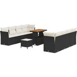  Set od 11 komada vrtnih kauča s jastučićima crni poli ratan akacija Set od 3 komada vrtne blagovaonice s jastučićima crni po | shoptok.hr