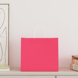  Papirnate vrećice 250 kom s ručkama ružičaste 32x22x28 cm | shoptok.hr