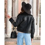 Resti Women's eco leather jacket with fur in black color | shoptok.hr