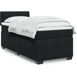 vidaXL Box spring postelja z vzmetnico črna 90x200 cm žamet | Shoptok.si