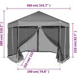  Heksagonalni Pop-Up Šator sa 6 Panela Sivi 3,6x3,1 m | shoptok.hr
