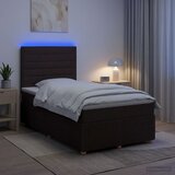  LED okvir za krevet s madracem Tamno smeđa 120 x 190 cm Tkanina | shoptok.hr