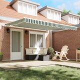 vidaXL Avtomatska retraktibilna tenda Zelena in bela 400x300 cm, Zamenjava tkanine za 4x3 m okvir Zelena in bela | Shoptok.si