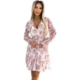 numoco basic Chiffon dress with neckline, frills and belt Numoco | ePonuda.com