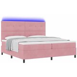  LED Box Spring Krevet Ružičasta 200 x 200 cm Baršun | Shoptok.si