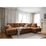 Miuform Narančasta/smeđa sklopiva kutna garnitura od samta (s desnim kutom) Lofty Lilly – | shoptok.hr