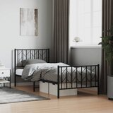 vidaXL Metalni okvir kreveta uzglavlje i podnožje crni 90x190 cm Cijene