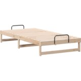 vidaXL Krevetni okvir z ročaji Rjava 100 x 210 cm Trdna borovina | Shoptok.si