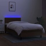 vidaXL Box spring postelja z vzmetnico LED temno rjava 100x200cm blago | Shoptok.si