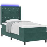 vidaXL Box Spring Postelja z Vzmetnico in LED Temno Zelena 90x200 cm Žamet, (22049849) | Shoptok.si