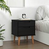  Noćni ormar s ladicama Crna 40 x 35 x 48 cm Masivna borovina | Eponuda.com