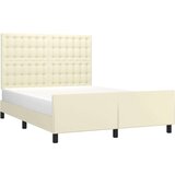  Okvir za krevet s uzglavljem krem 140x190 cm od umjetne kože - Krema 140 x 190 cm gumbi | shoptok.hr
