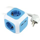  Vtičnica (4-kratna, 2 USB, belo-modra) Cene
