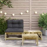 vidaXL Vrtna sofa bez naslona za ruke s jastucima i tabureom | shoptok.hr