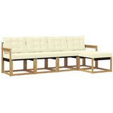 vidaXL Zunanja garnitura za sedenje z blazino 5 pcs Bela in krem, (5000280853) | Shoptok.si