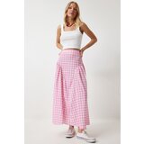  Women's Pink Gingham Flounce Summer Poplin Skirt | shoptok.hr