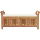  Vrtna klupa za pohranu s jastukom 126 cm masivno bagremovo drvo | shoptok.hr