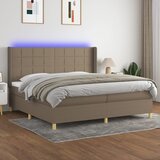 Krevet box spring s madracem LED smeđesivi 200x200 cm tkanina | shoptok.hr
