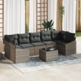 vidaXL 8-delni vrtni kavč set z blazinami siva poli ratan | Shoptok.si