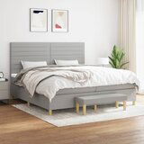 Maison Chic Box spring postelja - Vzmetna postelja z vzmetnico svetlo siva 200x200 cm blago SL19643, (21893666) | Shoptok.si