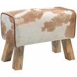  Klupa 60 x 30 x 45 cm Prava koža Smeđa i bijela | shoptok.hr