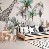  Foto tapeta - Jungle Animals Wallpaper for Children\'s Room in Cartoon Style 500x350 Standard | shoptok.hr