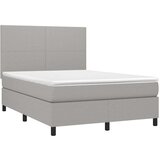  Box spring postelja z vzmetnico LED sv. siva 140x200 cm blago, (20930250) | Shoptok.si