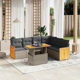  7-dijelni set vrtnih sofa poliratan i bagrem s jastucima | shoptok.hr