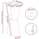  Noge za klubsko mizico v obliki črke X, 2 kosa, črne, 28 x (42-43) cm, jeklo, (22123529) | Shoptok.si