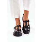 Boto Lacquered Women's Loafers With Buckle On Platform And Flat Heel Black Venda | Shoptok.si